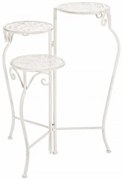 Suport pliabil pentru 3 ghivece, din metal, Emily 3S Alb Antichizat, L22xl22xH65 cm