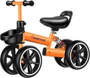 Bicicleta echilibru 4 roti, NBW, cadru otel, roti spuma EVA anti-pana, 10 inch, 2-5 ani, Portocaliu