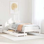 vidaXL Cadru de pat fără saltea, alb, 75x190 cm, lemn masiv de pin