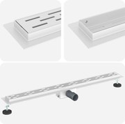 vidaXL Drenaj pentru duș cu design pe linie Argintiu 90 cm