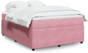 vidaXL Pat box spring cu saltea, roz, 140x200 cm, catifea