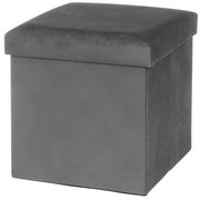 Taburet gri închis cu tapițerie din catifea Estela – Casa Selección