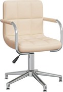 vidaXL Scaun de birou pivotant, crem, material textil