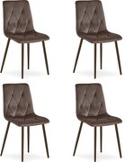 Set 4 Scaune Bucatarie/Dining Fido Picioare Finisaj Lemn,Culoare Nuc , Catifea Maro Inchis