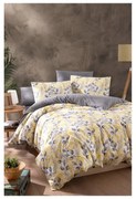 Lenjerie de pat galbenă/gri pentru pat dublu/canapea extinsă cu cearceaf inclus/cu 4 piese 200x220 cm Leaves – Mila Home