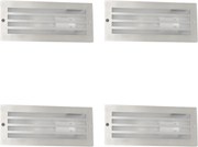 Set de 4 spoturi încastrate moderne din oțel IP44 - Hurricane