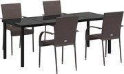 vidaXL Set de masă pentru grădină 5 pcs Maro Oțel vopsit electrostatic