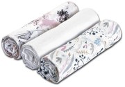Set 3 paturici muselina 78x78 cm Kidizi Pink Roses, 100% bumbac