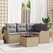 vidaXL Set de canapele pentru grădină 5 pcs Bej Rattan poli