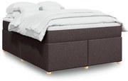 vidaXL Pat box spring cu saltea, maro închis, 140x200 cm, textil