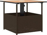 vidaXL Masă grădină cu orificiu umbrelă maro 55x55x46,5 cm poliratan