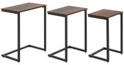 HOMCOM Masă laterală, Masă de cafea, Set de 3, Design industrial, Cadru din oțel, maro+negru, 45 x 30 x 60 cm | Aosom Romania