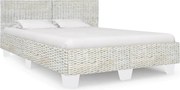 vidaXL Cadru de pat, gri, 140 x 200 cm, ratan natural