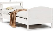 vidaXL Cadru de pat fără saltea, alb, 90x200 cm, lemn masiv pin