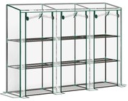 Outsunny Seră de grădină cu rafturi la 3 niveluri, seră de balcon cu 3 uși rulante cu fermoar, 215 x 46 x 151 cm, verde | Aosom Romania