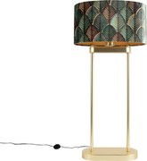 Lampă de podea din alamă cu abajur oval cu design de frunze și interior auriu 35cm - Thijmen