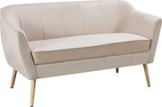 Canapea de designer cu 2 locuri, ţesătură Velvet bej/naturală, VIODA