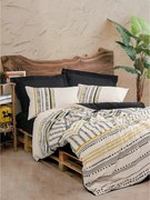 Set lenjerie pat ELVIRA, bumbac, alb/negru/galben, 160x240 cm, cu cear