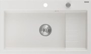 Mexen Omar chiuvetă de bucătărie din granit cu 1 cuvă 800 x 480 mm, alb, sifon cromat - 6520801005-20