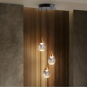 Lustra cu 3 pendule LED design modern Corina negru/ cupru