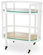 Gheridon LUX, Lemn, Rattan, Bahamas alb