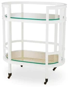 Gheridon LUX, Lemn, Rattan, Bahamas alb