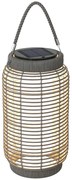 Outsunny Lampadaire d'extérieur solaire en rășină imitată în țesătură luminaire LED de jardin en oțel cu pornire/oprire automată gri | Aosom Romania