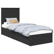 vidaXL Pat cu storage cu headboard Negru 75 x 190 cm Lemn compozit