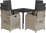 vidaXL Set mobilier de grădină cu perne, 5 piese gri deschis poliratan