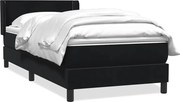 vidaXL Pat box spring cu saltea, negru, 80x220 cm, catifea