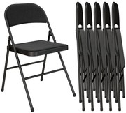 HOMCOM Set de 6 scaune pliante pentru dining scaune portabile cadru din oțel 45 x 46 x 78 cm negru | Aosom Romania