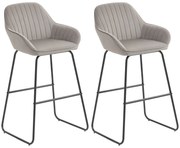 HOMCOM Set de 2 scaune de bar, Scaune de bar cu tapițerie și spumă, Scaune căptușite cu picioare metalice, Gri | Aosom Romania