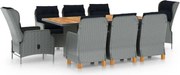 vidaXL Set mobilier de exterior cu perne,9 piese,gri deschis,poliratan