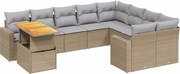 vidaXL Set canapele de grădină cu perne, 10 piese, bej, poliratan