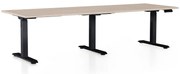 Masa inaltime reglabila OfficeTech Long, 240 x 80 cm, bază neagră, stejar