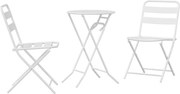 vidaXL Set Bistro de Grădină 3 pcs Alb Oțel