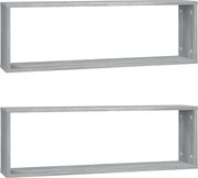 vidaXL Rafturi de perete cub, 2 buc., gri sonoma, 80x15x26,5 cm, lemn