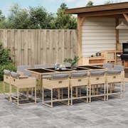 vidaXL Set mobilier grădină cu perne, 13 piese, bej combinat poliratan