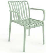 Scaun din plastic TREGO cu brate, verde