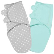 Set 2 sisteme de infasat reglabil 0-3 luni Kidizi Mint Grey Stars , bumbac 100%