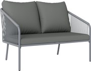 Outsunny Canapea de Grădină cu 2 Locuri, Perne Detașabile, Brațe și Cadru din Oțel, 112x72x76 cm, Verde | Aosom Romania