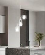 Ondaluce - Pendul pe cablu THELMA 1xE27/15W/230V, Ø 19,5 cm, auriu/transparent