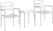 Outsunny Set Bistrò 3 Piese din Oțel Galvanizat, Set de Grădină cu 2 Scaune și Masă din Sticlă Temperată, Mobilier Exterior pentru Terasă, Balcon, Alb | Aosom Romania
