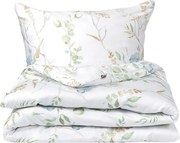 Lenjerie de pat Matex Satin Pajiște cu florialbastre , 140 x 200 cm, 70 x 90 cm