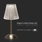 Lampă de birou LED reglabilă, reîncărcabilă, 2,4W, 5V, 3000-6000K, 1800 mAh, cro