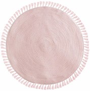 Covor decorativ rotund Lurex, Ø 90 cm cu franjuri, culoare roz