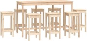 vidaXL Set mobilier de bar, 9 piese, lemn masiv de pin