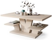 Mazzoni VIVA MAT Bej [Super Mat / Anti-fingerprint] - MĂSUȚĂ DE CAFEA MODERNĂ CU RAFTURI CAȘMIR