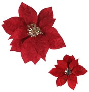 Floare artificială Poinsettia, roșu, diametru 20cm