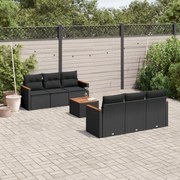 vidaXL Set canapele de grădină cu perne, 7 piese, negru, poliratan